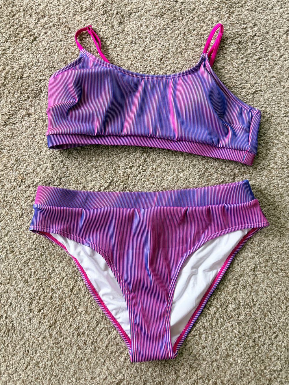 Cupshe Pink and Purple Stripe Bikini Set